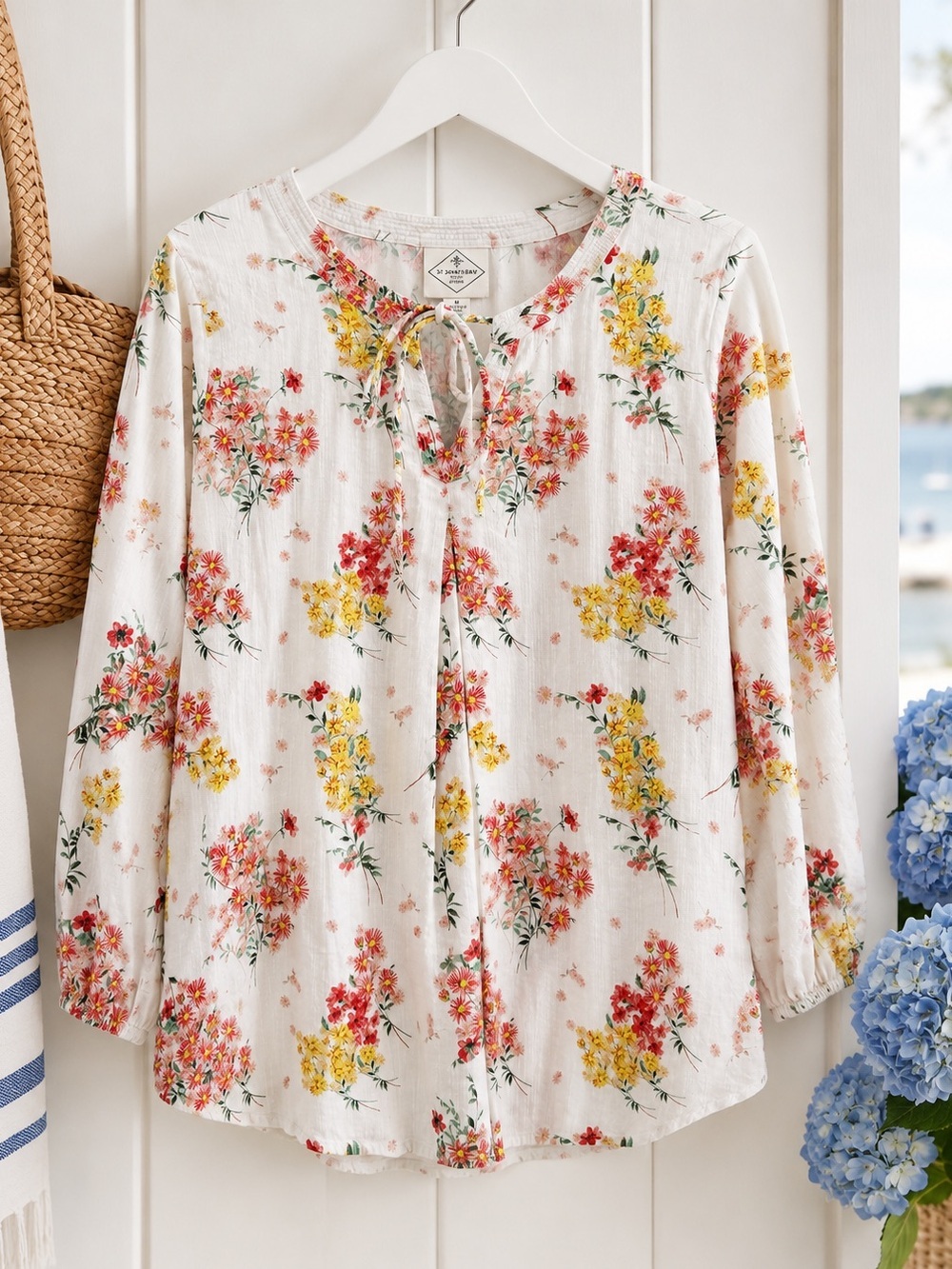 St. John’s Bay Floral Peasant Blouse Cottagecore Boho Top Size Medium